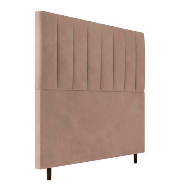 Cabeceira Decorativa Udine Casal 160cm Veludo Bege - Gran Belo