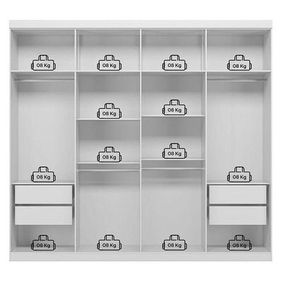 Guarda Roupa Casal 8 Portas 4 Gavetas Master New Com Espelho Branco Brilho - Santos Andirá