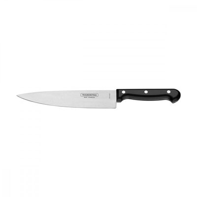 Faca Chef Tramontina Ultracorte com Lamina em Aço Inox e Cabo de Polipropileno Preto 8"