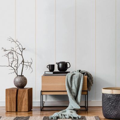 Papel de Parede Essential Listrado Branco Com Amarelo ES98122