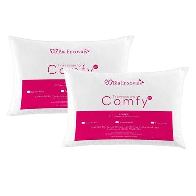 Kit 02 Travesseiros Comfy Suporte Baixo  - Branco