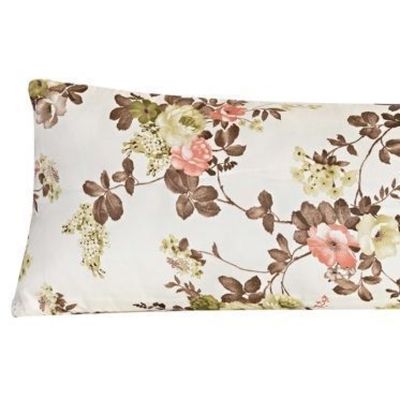 Capa Para Travesseiro De Corpo Xuxão Rafaela Estampada - Floral Marrom/Verde