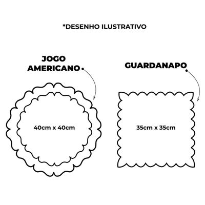 Kit 12 Jogos Americanos Guardanapos De Mesa Redondo Bordado Geovana Margarida - Branco