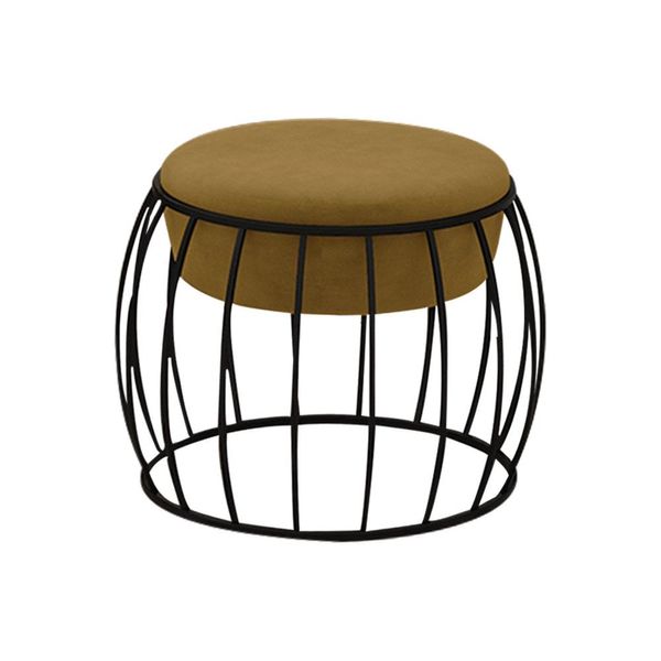 Puff Decorativo Base Metal Value Veludo Mostarda - Gran Belo