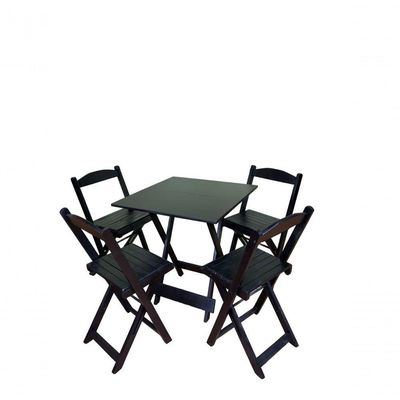 Kit 5 Conjuntos Dobráveis 70x70 Preto 5 Mesas 20 Cadeiras Preto