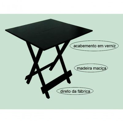 Kit 5 Conjuntos Dobráveis 70x70 Preto 5 Mesas 20 Cadeiras Preto