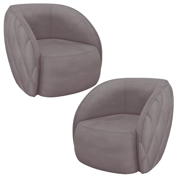 Kit 2 Poltronas Decorativas Clarke Veludo Rosê - Gran Belo