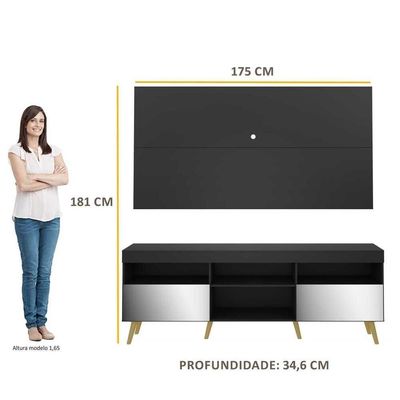 Rack Painel Com Espelho Para Tv Até 65´ Fg3138 Preto/natural