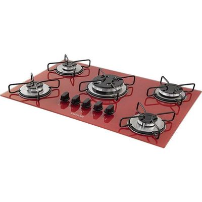 Cooktop Vidro Vermelho 5 Queimadores Fg5305avm Bivolt