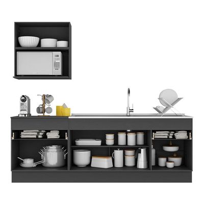 Armário Cozinha Compacta Veneza Multimóveis Preto/branco