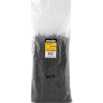 Abraçadeira De Nylon, Preta, 400 Mm X 4,8 Mm, Com 1.000 Peças, Vonder Ostenvonder