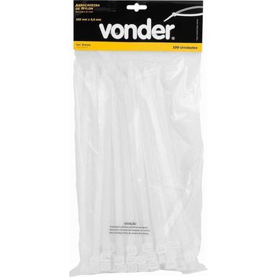 Abraçadeira De Nylon, Branca, 280 Mm X 9,0 Mm, Com 100 Peças, Vonder Ostenvonder