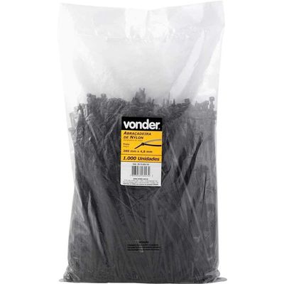 Abraçadeira De Nylon, Preta, 280 Mm X 4,8 Mm, Com 1.000 Peças, Vonder Ostenvonder