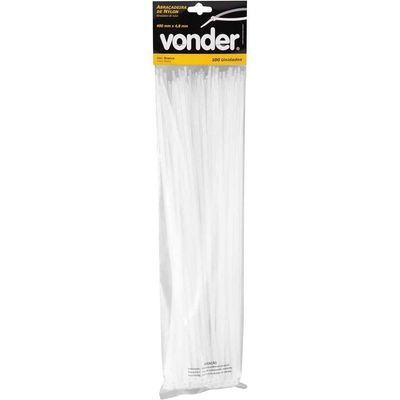 Abraçadeira De Nylon, Branca, 400 Mm X 4,8 Mm, Com 100 Peças, Vonder Ostenvonder