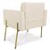 Poltrona Sala Decorativa Kit 2 Elisa Pé Aço Lateral Dourado Sintético PU Bege D03 - D'Rossi