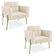 Poltrona Sala Decorativa Kit 2 Elisa Pé Aço Lateral Dourado Sintético PU Bege D03 - D'Rossi