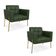 Poltrona Sala Decorativa Kit 2 Elisa Pé Aço Lateral Dourado Sintético PU Verde D03 - D'Rossi