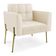 Poltrona Sala Decorativa Elisa Pé de Aço Lateral Dourado Sintético PU Bege D03 - D'Rossi