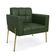 Poltrona Sala Decorativa Elisa Pé de Aço Lateral Dourado Sintético PU Verde D03 - D'Rossi