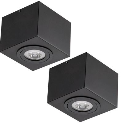 Kit 2 Spots de Sobrepor Quadrado Preto Plafon de Teto Dital Box Aluzinc Varanda Cozinha Quarto Bivolt