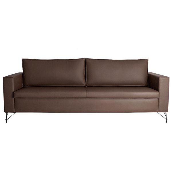 Sofá Decorativo 2 Lugares 210 CM Denmark Veludo Marrom Com Pés Preto - Gran Belo