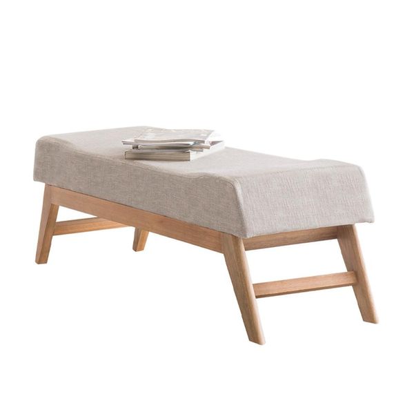 Recamier Decorativo 160cm Lionel Linho Pés Madeira Bege/Natural - Gran Belo