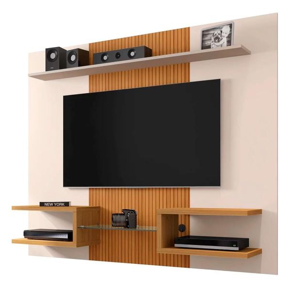 Painel Suspenso Para TV Até 55 Polegadas Atlas Off White/Cinamomo/Ripado - Bechara