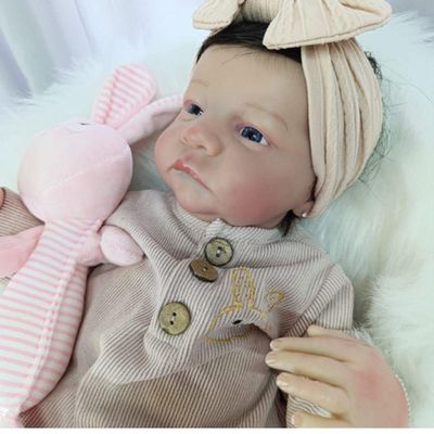 Bebê Reborn Menina Olhos Abertos Cabelo Implantado Fio A Fio Realista