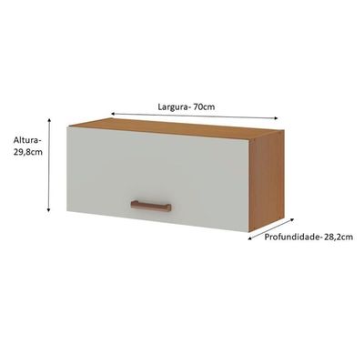 Armário Aéreo P- Cozinha Essência C- 1 Porta Basculante 70cm Freijo-white Laca - Genialflex