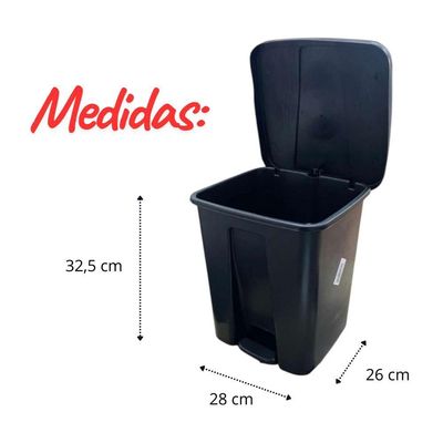 Lixeira Com Pedal 16l Preta Para Cozinha E Banheiro