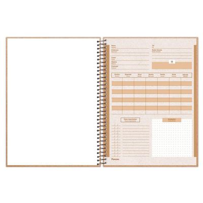 Caderno Espiral Universitário Capa Dura Kraft Art 160 Folhas 10 Matérias Enjoy Foroni