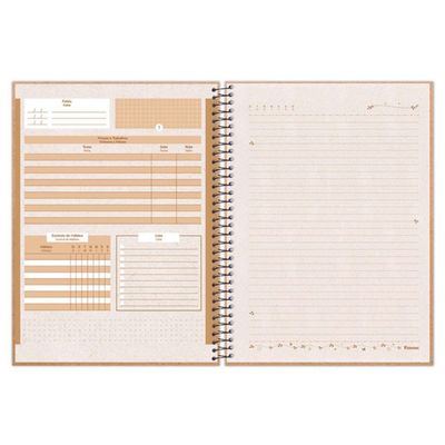 Caderno Espiral Universitário Capa Dura Kraft Art 160 Folhas 10 Matérias Enjoy Foroni