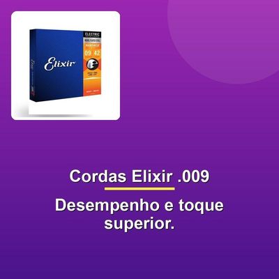 Encordoamento Guitarra .009 Super Light Nanoweb Elixir