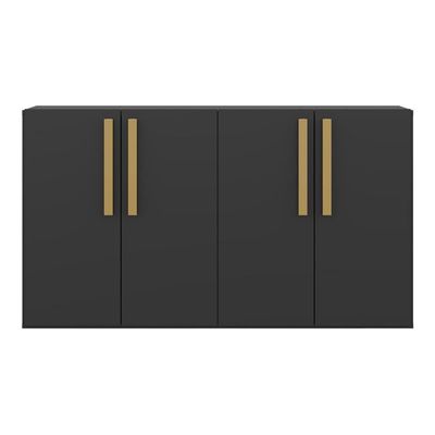 Aparador Buffet 4 Portas Viena V3604 Preto/Natural