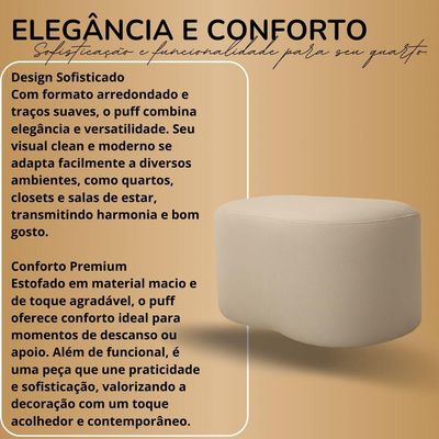 Puff Feijão Curvo Orgânico Redondo Sala Confortável Moderno Suede Marrom