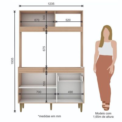 Armário De Cozinha Compacta Em Mdp  1,94 X 1,24 M Splendore