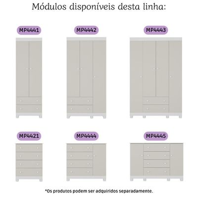 Cômoda Infantil 125cm 2 Portas E 4 Gavetas Allegra Multimóveis Mp4445 Branco/off White Branco/off White