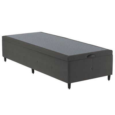 Base para Cama Box Solteiro com Baú p/ Colchão 88cm S. Design Cinza
