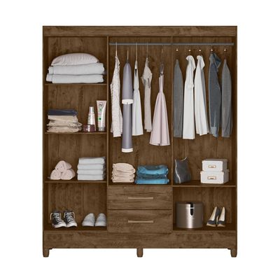 Guarda Roupa Roupeiro Panamá 6 Portas 2 Gavetas Produzido em Material Mdp Moval Castanho