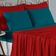 Jogo De Cama Casal Nobre 4 Peças Lençol Com Elástico De 30cm De Altura Malha 100% Algodão - Vermelho / Petróleo