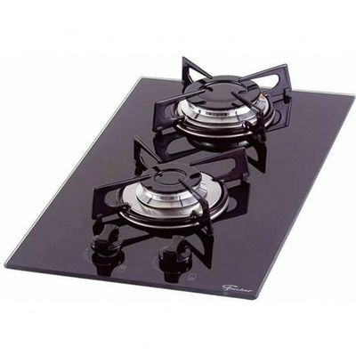 Cooktop Fischer 2 Bocas a Gás Mesa de Vidro Temperado 7726 Preto