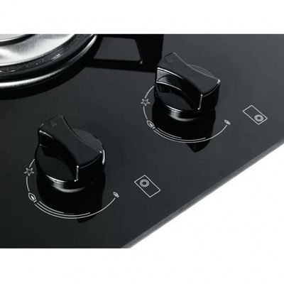 Cooktop Fischer 2 Bocas a Gás Mesa de Vidro Temperado 7726 Preto