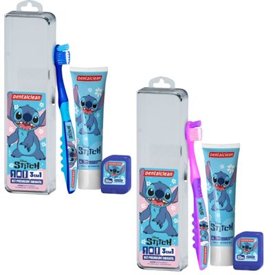 KIT DENTAL PREMIUM INFANTIL ROSA OU AZUL + CHAVEIRO - STITCH