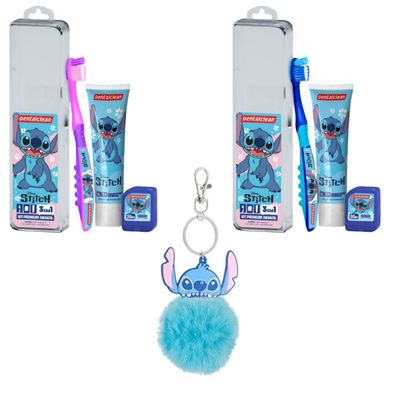 KIT DENTAL PREMIUM INFANTIL ROSA OU AZUL + CHAVEIRO - STITCH