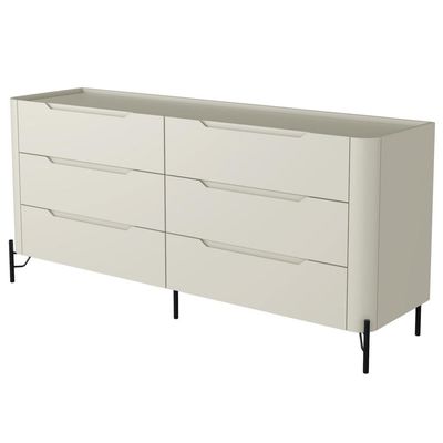 Cômoda Para Quarto Closet Orgânica 6 Gavetas Pés Industrial Preto Bliss I03 Luna - Lyam Decor