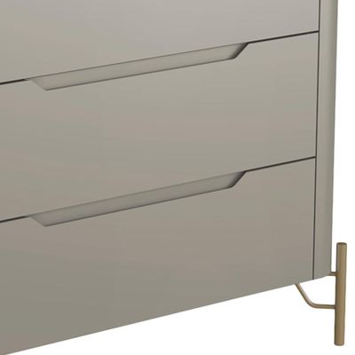 Cômoda Para Quarto Closet Orgânica 3 Gavetas Pés Industrial Dourado Bliss I03 Grigio - Lyam Decor