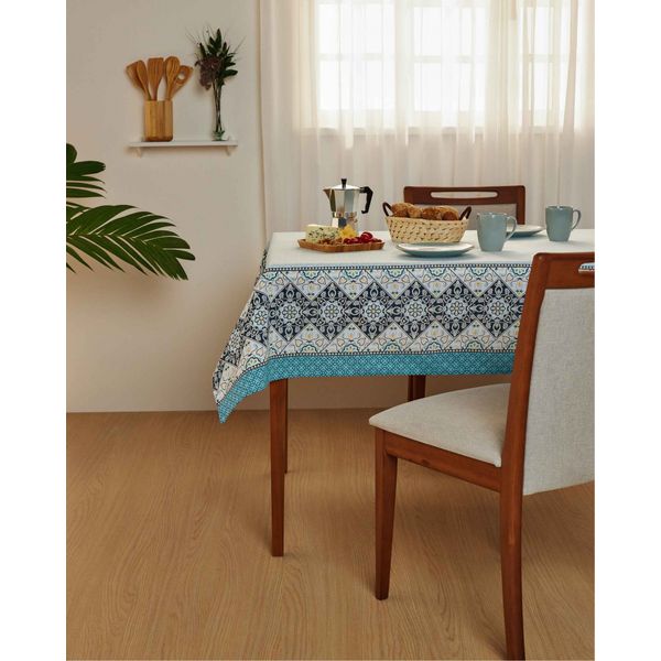 Toalha de Mesa Pop Quadrada 4 Lugares Faiança Lepper Azul