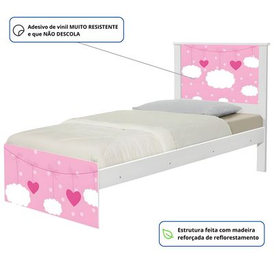 Cama Solteiro Infantil 195x96cm para Quarto Personagens Nuvem Menina K02 - D'Rossi