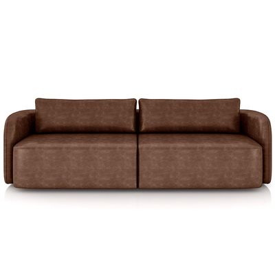 Sofá 3 Lugares Sala Living Orgânico 240cm Oregon K01 Couríssimo Marrom - Lyam Decor