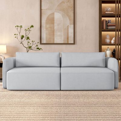 Sofá 3 Lugares Sala Living Orgânico 240cm Oregon K01 Veludo Cinza - Lyam Decor